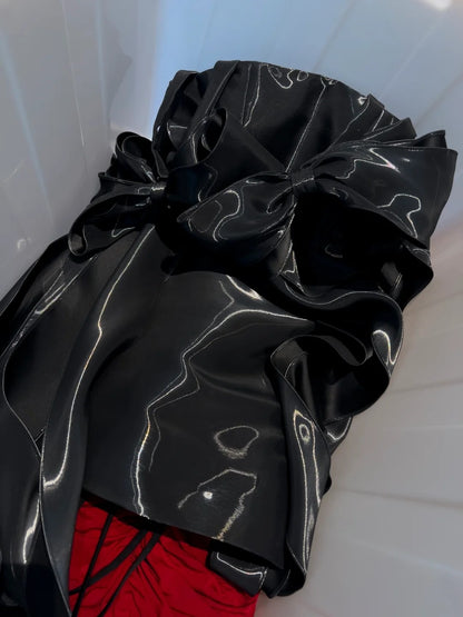 Sexy Spaghetti Straps Homecoming Dress Black Satin A-Line Birthday Dress GG5870