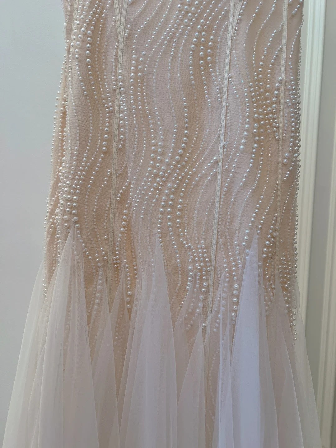 Elegant Spaghetti Straps Pink Prom Dress   Beading Tulle Mermaid Long Evening Dress GG5877