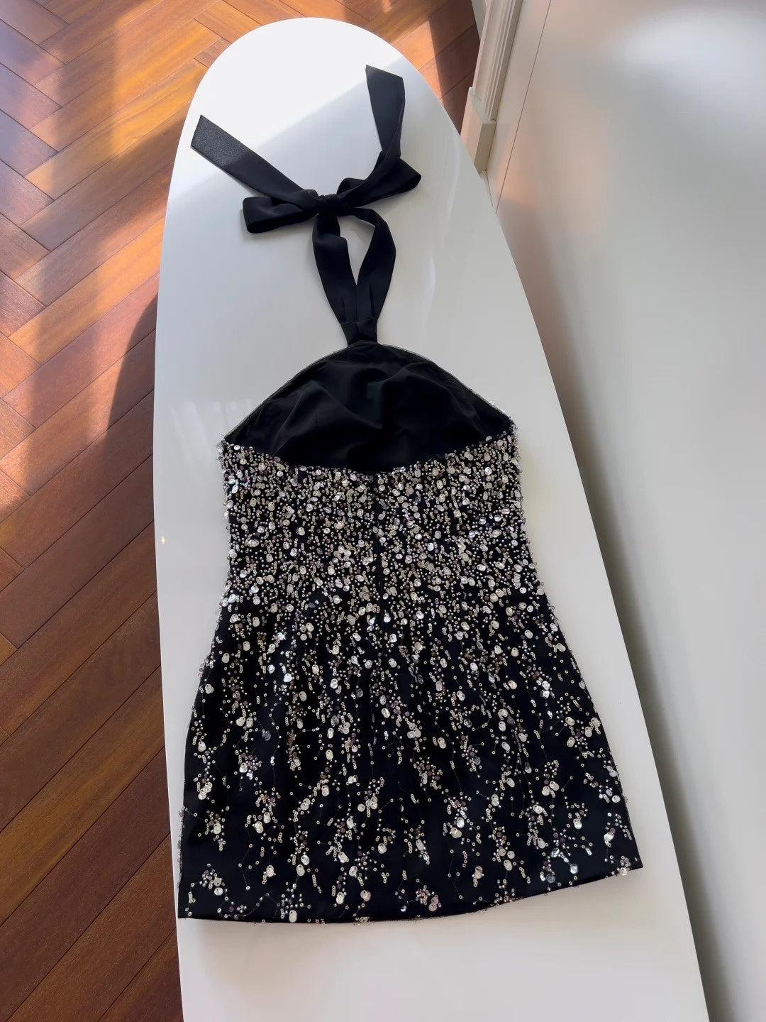 Sexy Black Homecoming Dress Sequins Birthday Dress Sheath Halter Mini Dress GG5895
