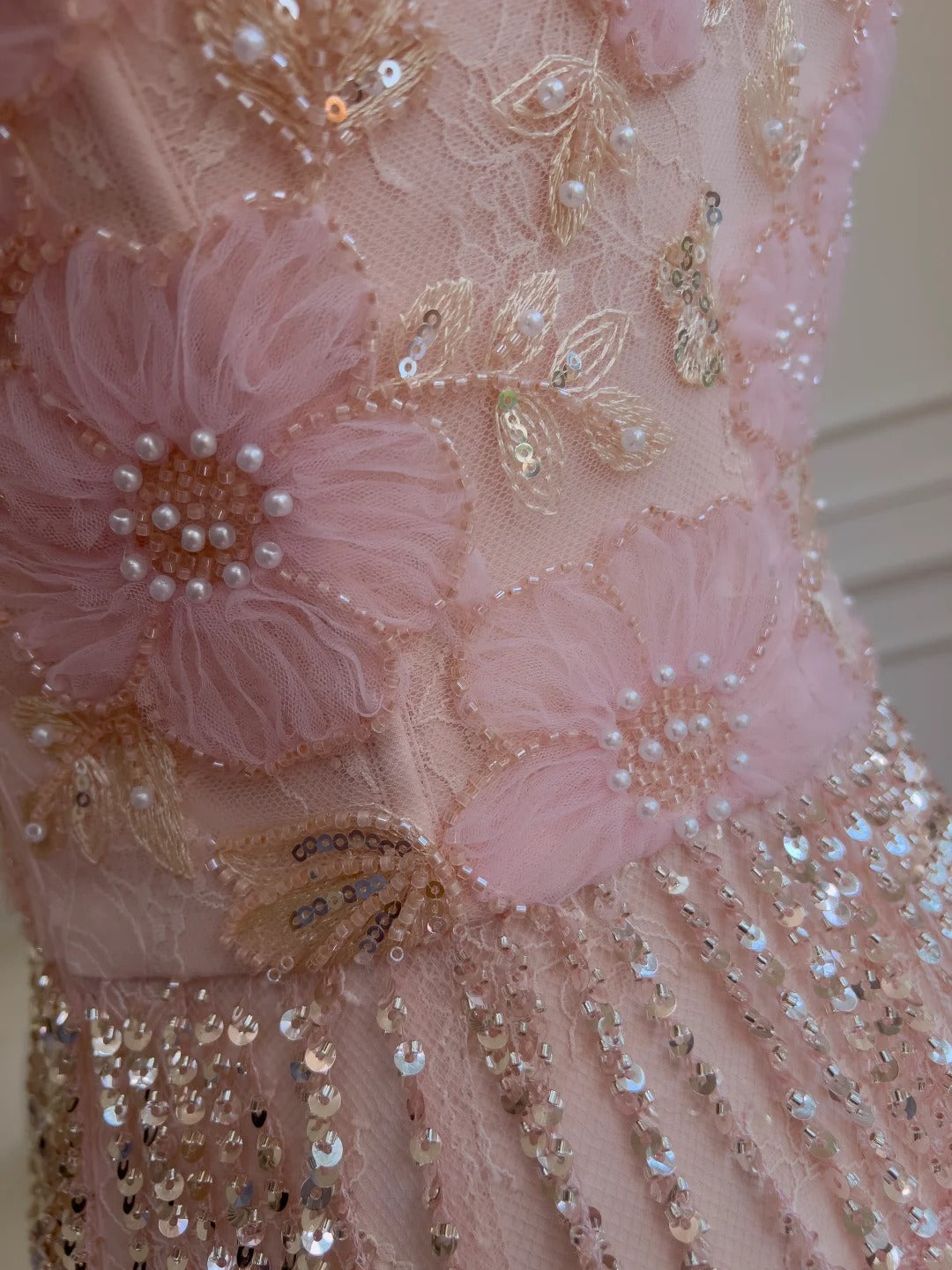 Glittering Spaghetti Straps Pink Prom Dress Sequins Beading Tassel Evening Dress GG5899