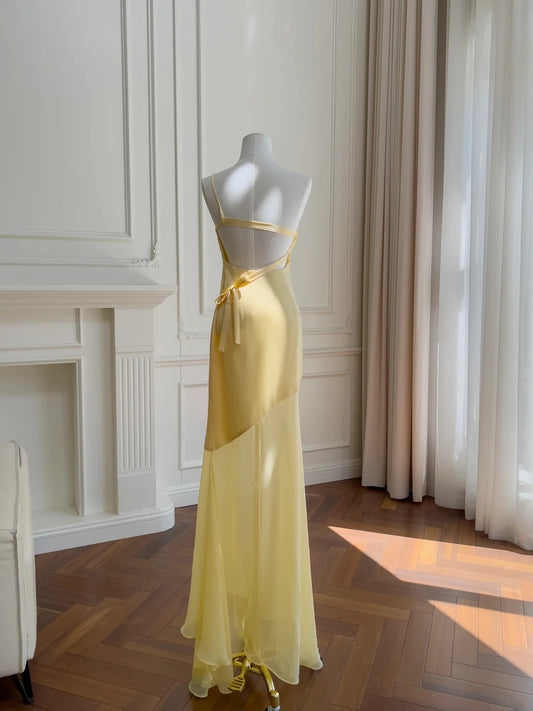 Elegant Yellow Prom Dress One Shoulder Mermaid Evening Dress GG5900