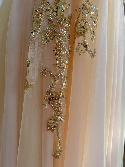 Sparkly Spaghetti Straps Tulle Prom Dress Sequins A-Line Evening Dress GG5904