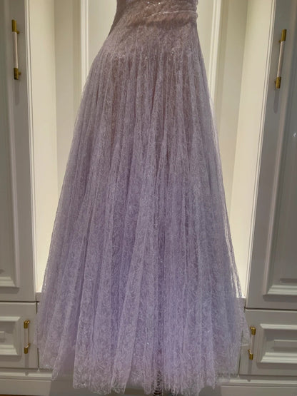 Dreamy Light Purple Prom Dress Sequins Tulle A-Line Evening Dress GG5907