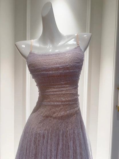 Dreamy Light Purple Prom Dress Sequins Tulle A-Line Evening Dress GG5907