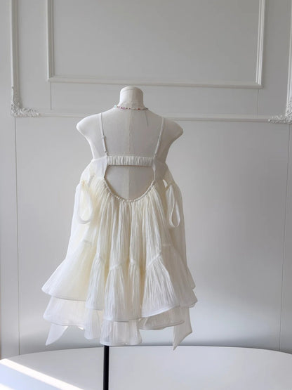 Ethereal White Homecoming Dress Spaghetti Straps Birthday Dress A-Line Mini Dress GG5908