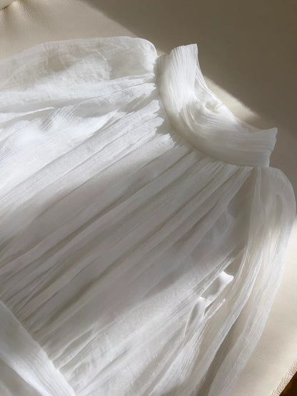Amazing Halter Neck White Prom Dress Tulle A-Line Evening Dress GG5913