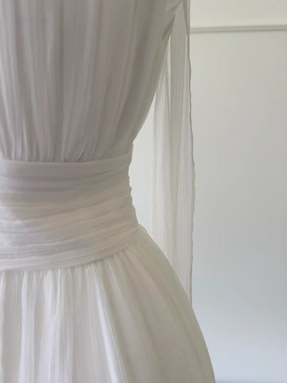 Amazing Halter Neck White Prom Dress Tulle A-Line Evening Dress GG5913
