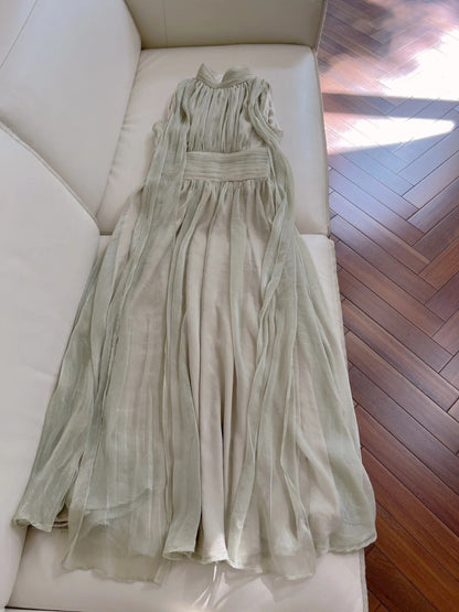 Amazing Halter Neck White Prom Dress Tulle A-Line Evening Dress GG5913