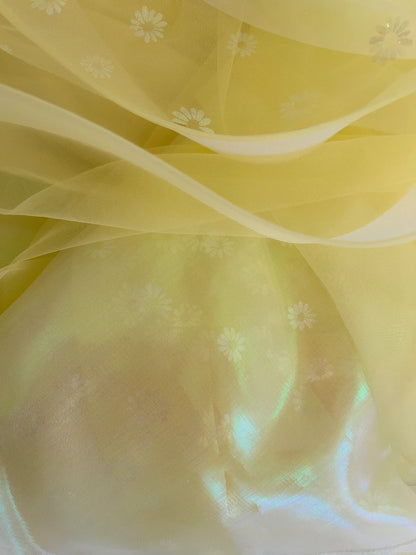 Adorable Floral Yellow Prom Dress Spaghetti Straps A-Line Tulle Evening Dress GG5915