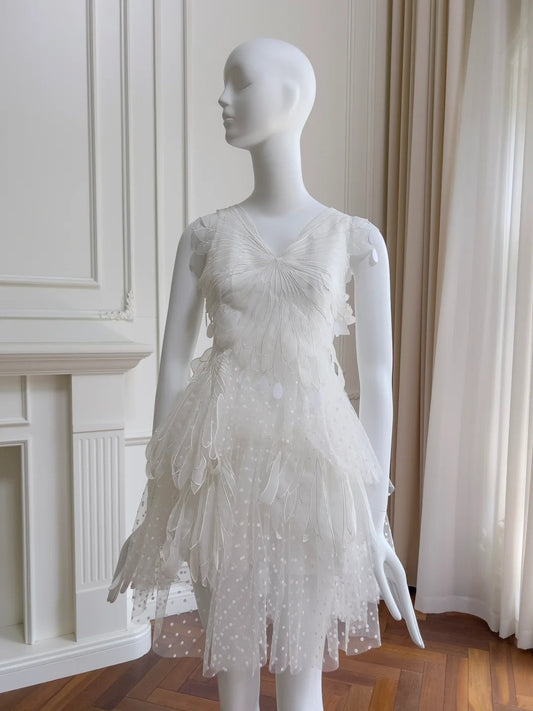 Charming White Homecoming Dress Polka Dots Tulle Birthday Dress GG5917