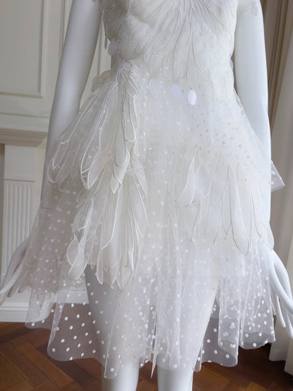 Charming White Homecoming Dress Polka Dots Tulle Birthday Dress GG5917