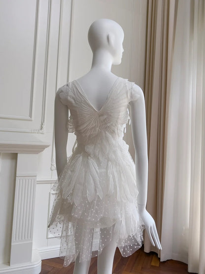 Charming White Homecoming Dress Polka Dots Tulle Birthday Dress GG5917