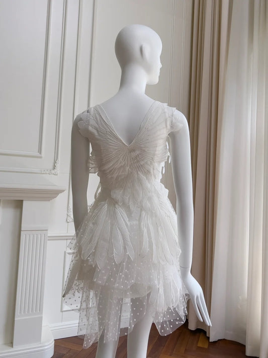 Charming White Homecoming Dress Polka Dots Tulle Birthday Dress GG5917