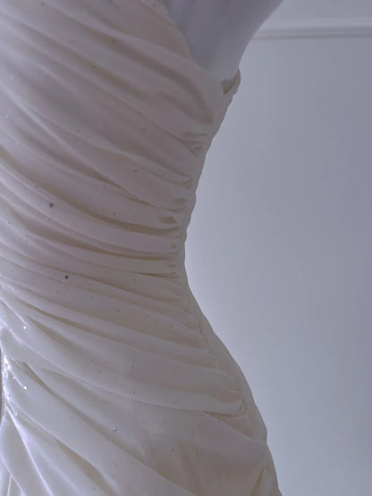 Elegant Halter Neck White Prom Dress Beads Sequins A-Line Evening Dress GG5919