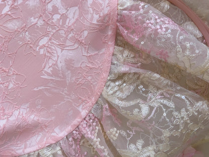 Dreamy Spaghetti Straps Pink Homecoming Dress Lace Sequins Ruffles Birthday Dress GG5924