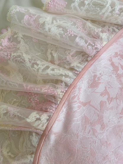 Dreamy Spaghetti Straps Pink Homecoming Dress Lace Sequins Ruffles Birthday Dress GG5924