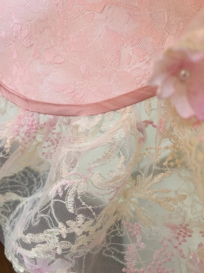 Dreamy Spaghetti Straps Pink Homecoming Dress Lace Sequins Ruffles Birthday Dress GG5924