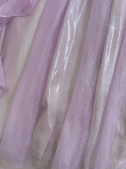 Lustrous Spaghetti Straps Purple Prom Dress Tulle A-Line Evening Dress GG5926