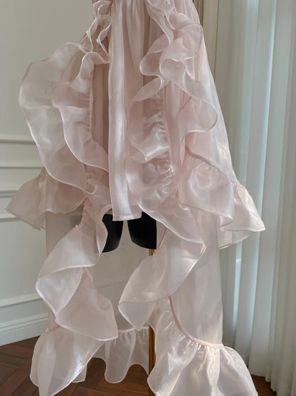 Glam Ruffles Pink Homecoming Dress Crystals Beads A-Line Birthday Dress GG5927