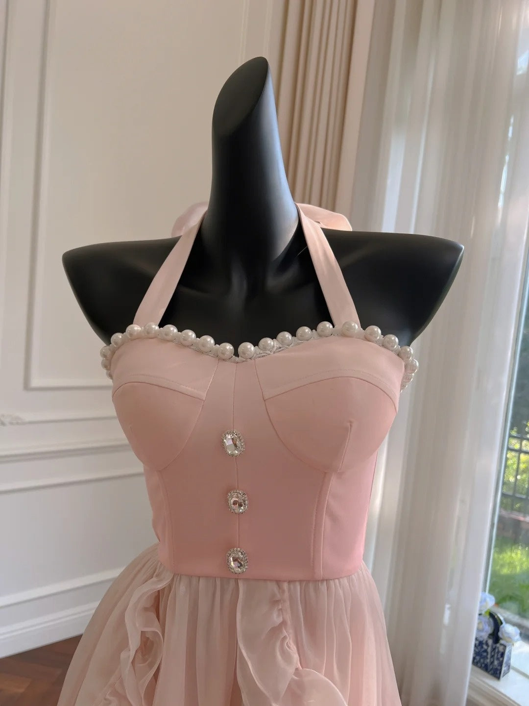 Glam Ruffles Pink Homecoming Dress Crystals Beads A-Line Birthday Dress GG5927