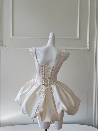 Elegant Ivory Homecoming Dress Satin A-Line Birthday Dress GG5929