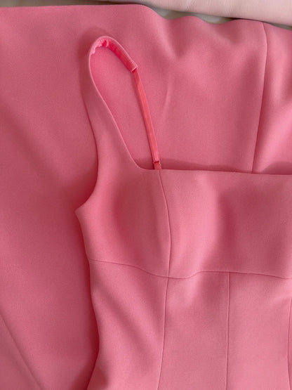 Sleek Square Neck Pink Prom Dress A-Line Evening Dress GG5930