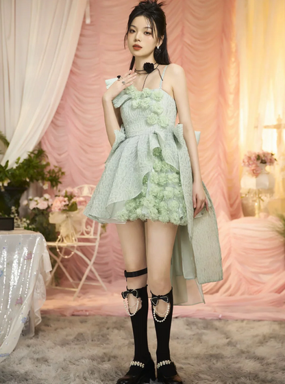 Romantic Green Homecoming Dress Ruffles Appliques A-Line Birthday Dress GG5936