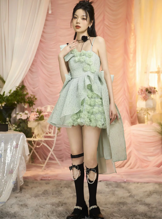 Romantic Green Homecoming Dress Ruffles Appliques A-Line Birthday Dress GG5936
