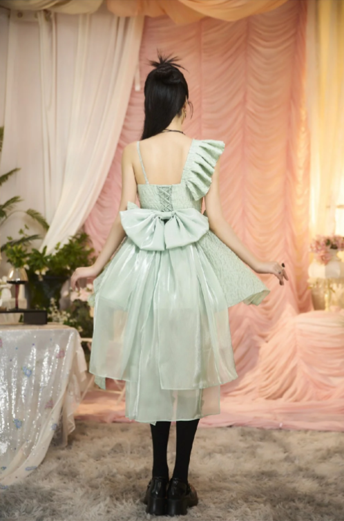 Romantic Green Homecoming Dress Ruffles Appliques A-Line Birthday Dress GG5936