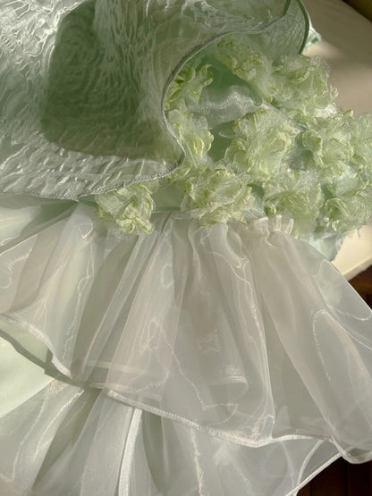 Romantic Green Homecoming Dress Ruffles Appliques A-Line Birthday Dress GG5936