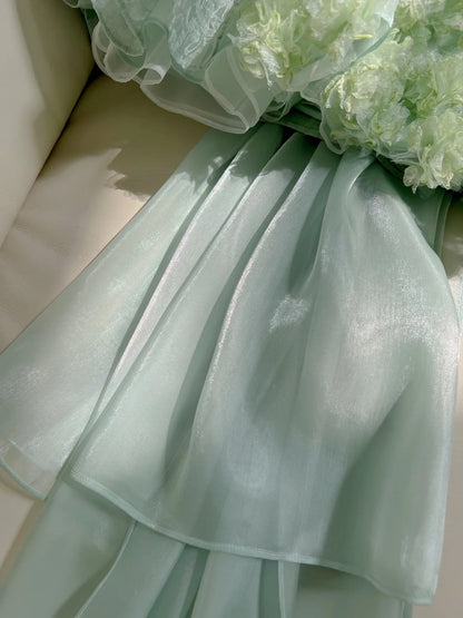 Romantic Green Homecoming Dress Ruffles Appliques A-Line Birthday Dress GG5936