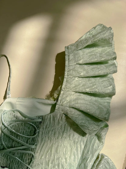 Romantic Green Homecoming Dress Ruffles Appliques A-Line Birthday Dress GG5936