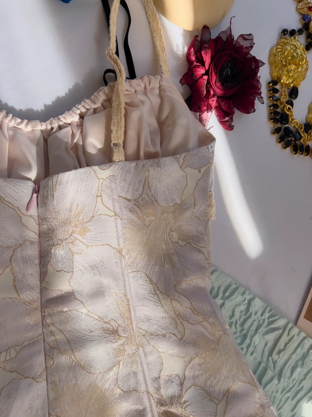 Adorable Spaghetti Straps Floral Homecoming Dress Bows Ruffles Sheath Birthday Dress GG5940