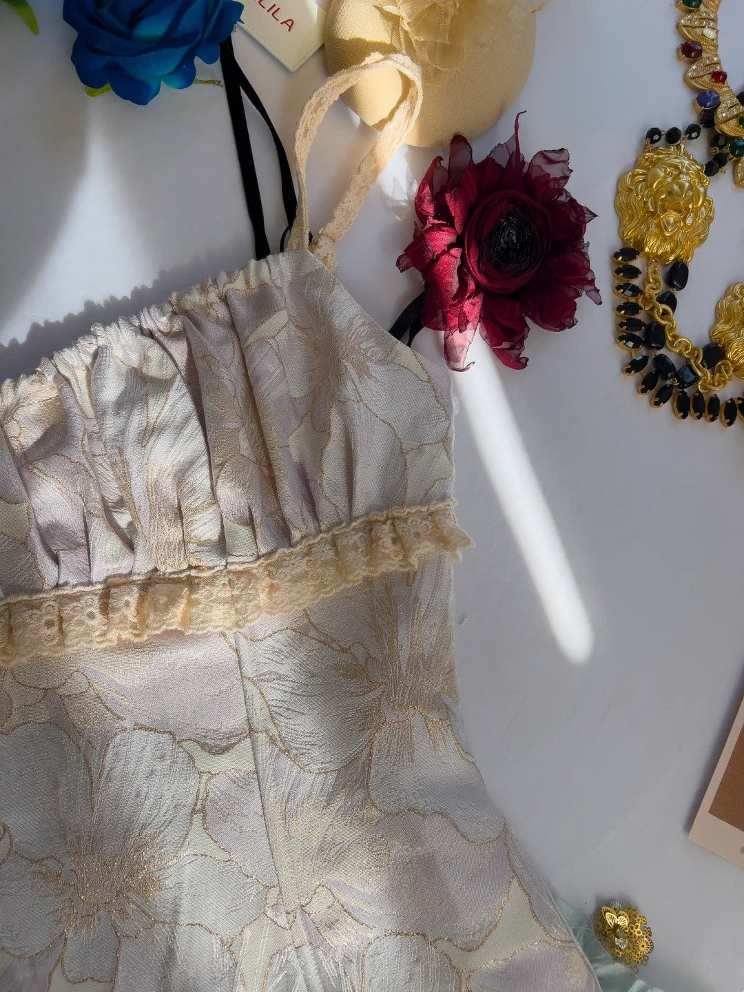 Adorable Spaghetti Straps Floral Homecoming Dress Bows Ruffles Sheath Birthday Dress GG5940