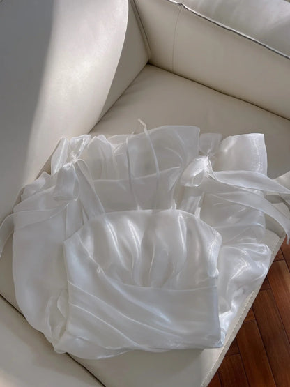 Chic Spaghetti Straps White Homecoming Dress A-Line Birthday Dress GG5942