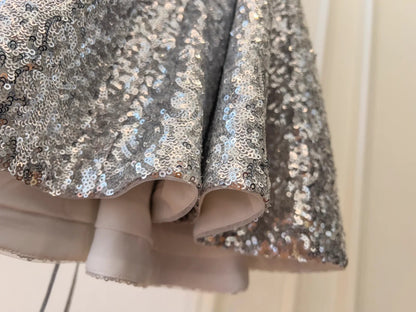Glittering Halter Neck Silver Homecoming Dress Sequins A-Line Birthday Dress GG5944