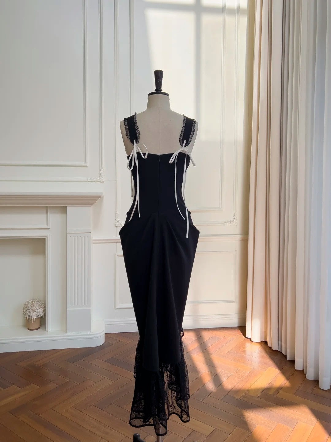 Alluring Sheath Black Homecoming Dress Lace Gathered Birthday Dress GG5946