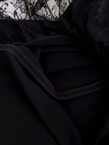 Alluring Sheath Black Homecoming Dress Lace Gathered Birthday Dress GG5946