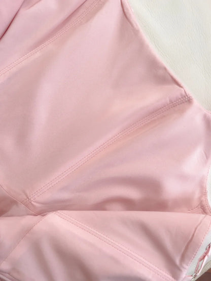 Sweet Pink Homecoming Dress Sequins Bow A-Line Birthday Dress GG5954