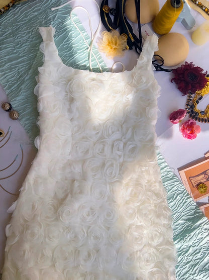 Trendy White Homecoming Dress 3D Floral Sheath Birthday Dress GG5964