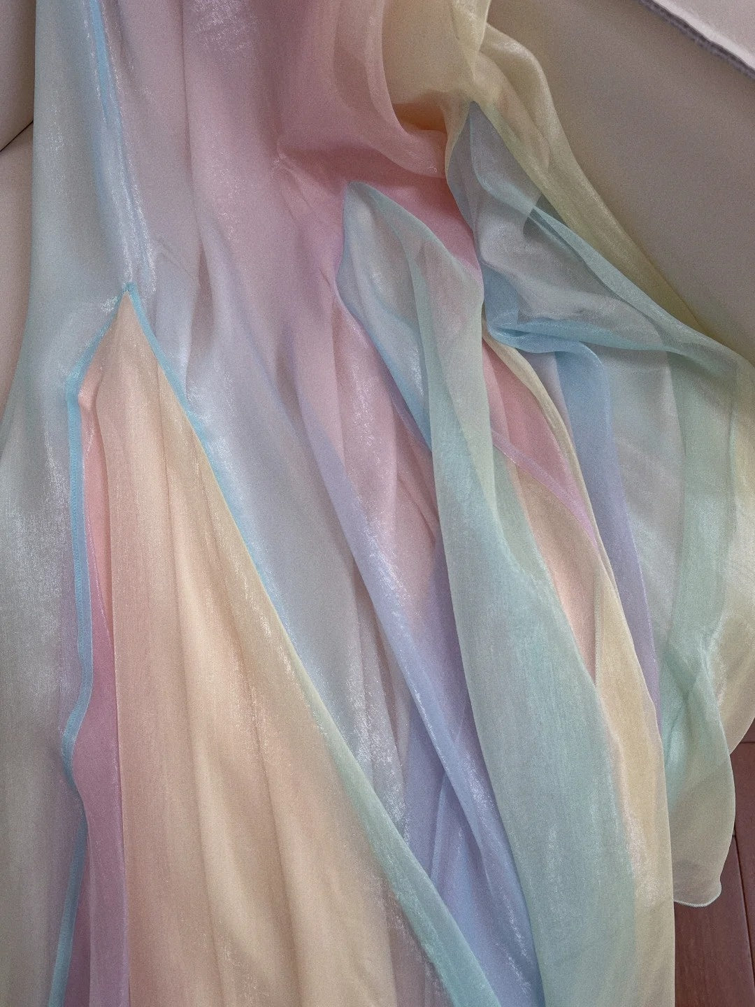 Flowy Spaghetti Straps Prom Dress Rainbow A-Line Evening Dress GG5966