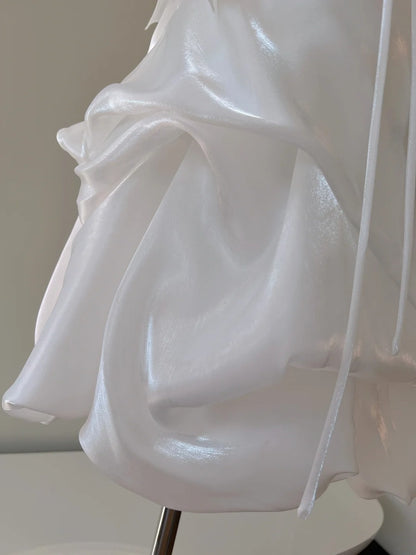 Chic Spaghetti Straps White Homecoming Dress Satin Birthday Dress GG5974