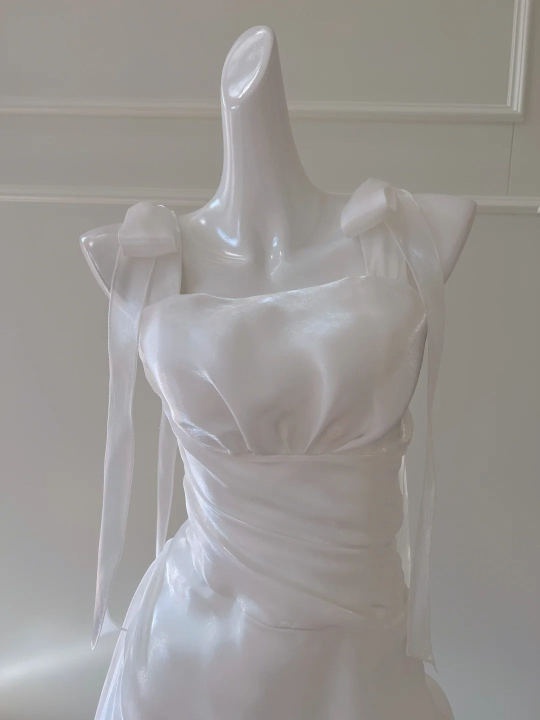 Chic Spaghetti Straps White Homecoming Dress Satin Birthday Dress GG5974