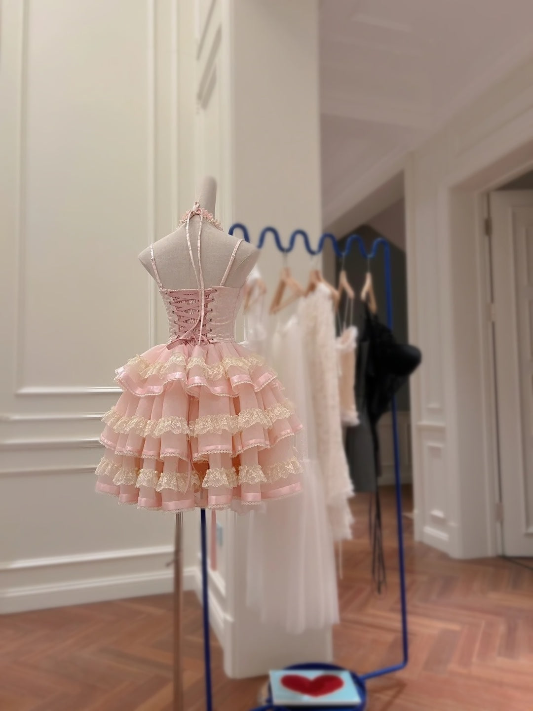 Sweet Spaghetti Straps Ruffles Pink Homecoming Dress Lace Tiered A-Line Birthday Dress GG5979