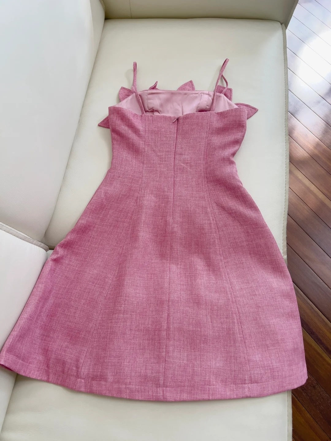 Modern Spaghetti Straps Pink Homecoming Dress Beaded Flowers A-Line Birthday Dress GG5981