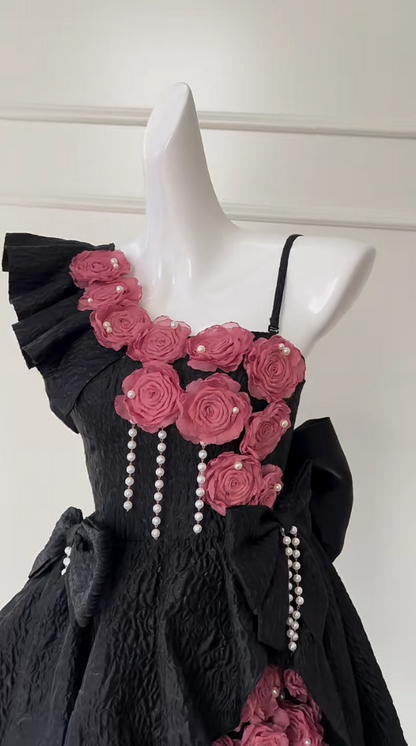 Fashion Black Homecoming Dress Appliques Beading A-Line Birthday Dress GG5988