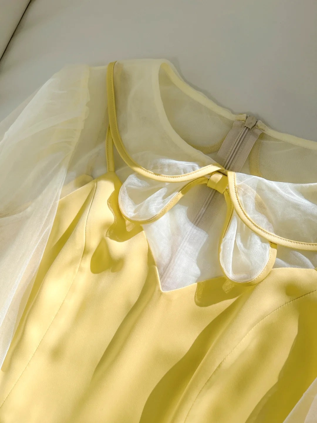 Cute Floral Yellow Prom Dress Long Sleeve A-Line Evening Dress GG6006