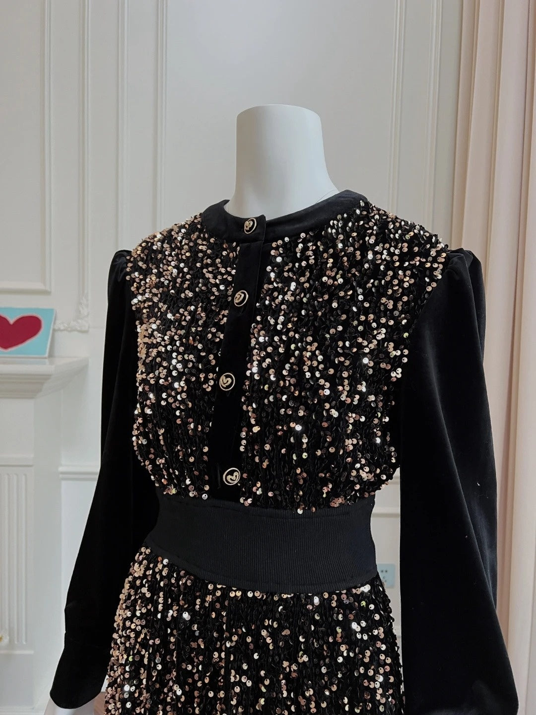 Trendy Long Sleeve Black Homecoming Dress Sequins A-Line Birthday Dress GG6009