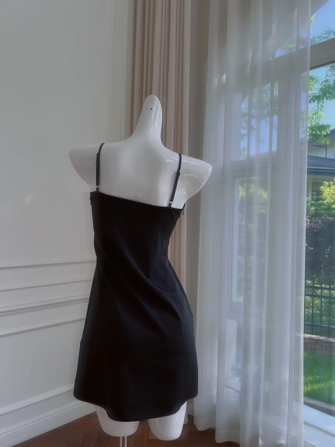 Elegant Spaghetti Straps Black Homecoming Dress A-Line Birthday Dress GG6011