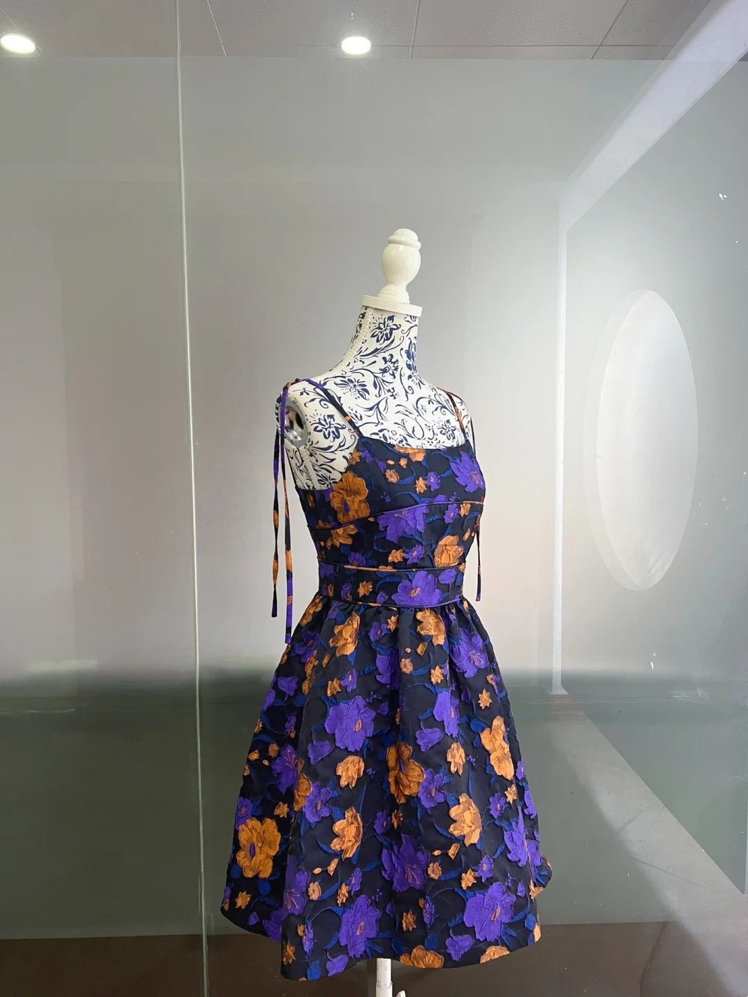 Charming Spaghetti Straps Purple Homecoming Dress Floral A-Line Birthday Dress GG6016